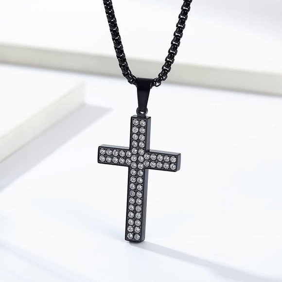 Men Stainless Steel Crucifix Cross Jesus Christ Pendant Necklace - Picture 8 of 9